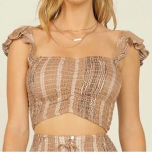 Surf Gypsy NWT smocked tank with ruffle sleeve